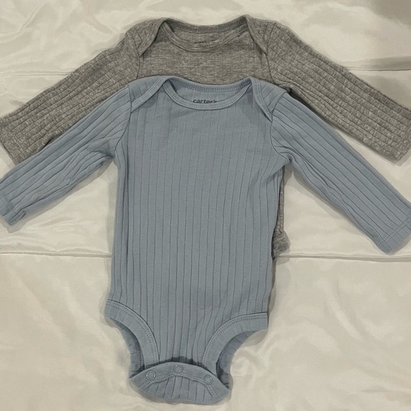Carter's Ribbed Blue and Gray Bodysuits - Picture 1 of 1